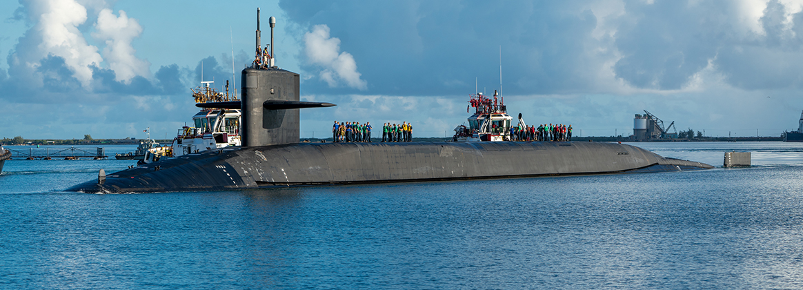 USS Ohio (SSGN 726) transits Apra Harbor, Naval Base Guam, April 23, 2025. 